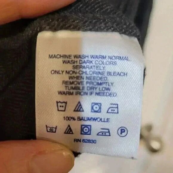 Land's End Men's Charcoal Gray Baumwolle Long Sleeve Button Down Shirt - Picture 6 of 11